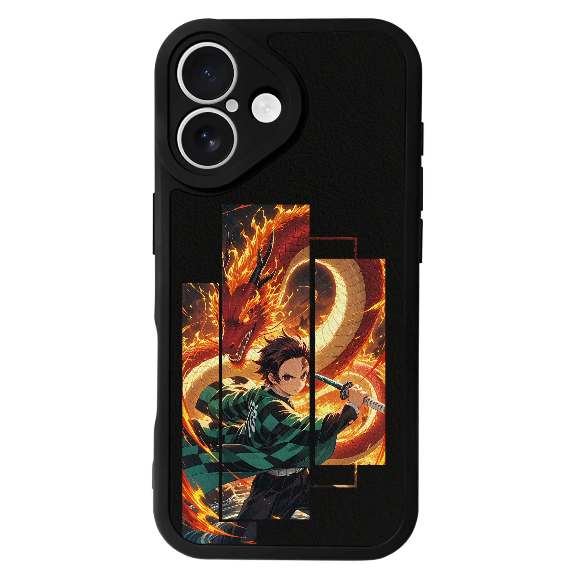 鬼滅の刃 グッズ,竈門 炭治郎 - IPhone 16シリーズ対応 ・ シリコンスマホケース ・ レザー調 ・ 高精度フィット ・ 耐衝撃 ・ ワイヤレス充電対応 ・ 精密カット